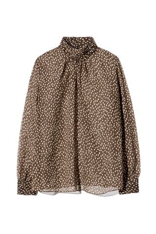 Remie Silk Blouse | Brown/Cream Wild Dots