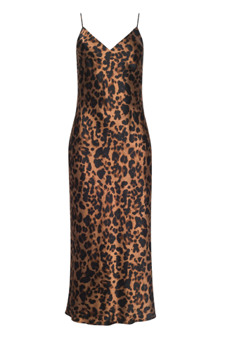 Seridie Mid Length Slip Dress | Brown Multi Leopard