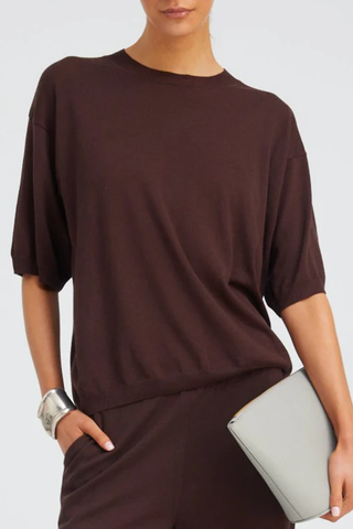 Cashmere Boxy Tee | Americano
