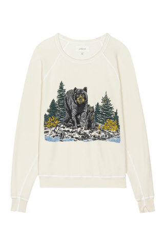 The College Sweatshirt Black Bear Graphic | Washed White