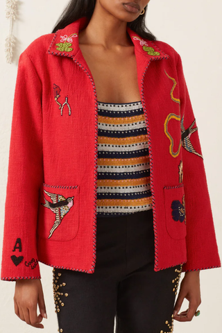 Francis Crimson Tattoo Jacket | Red