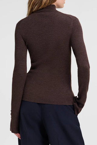 Jett Knit Merino Turtleneck Top | Coffee