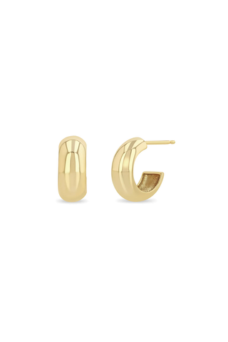 14k Gold Wide Chubby Huggie Hoops