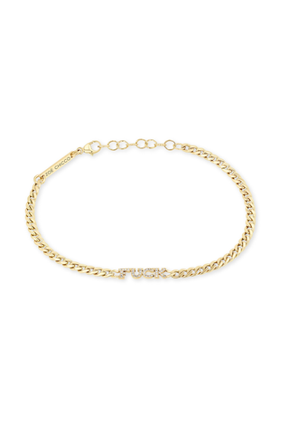 14k Itty Bitty Pavé Diamond FUCK Small Curb Chain Bracelet