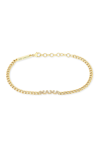 14k Itty Bitty Pavé Diamond MAMA Small Curb Chain Bracelet