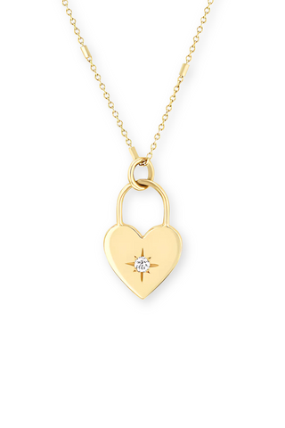 14k Diamond Heart Padlock Necklace