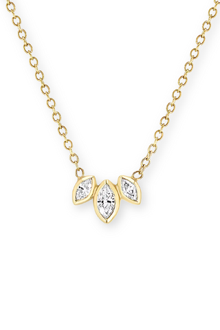 14k Marquise Diamond Fan Necklace