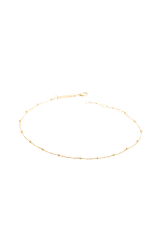 14k Satellite Bead Curb Chain Anklet