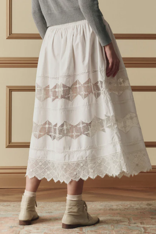 The Rosette Crochet Canary Skirt | Cream