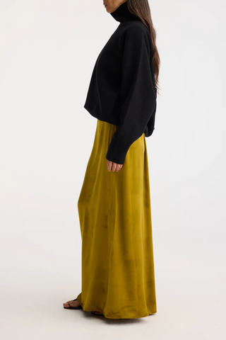 Silk-Blend Velvet Long Skirt | Gold