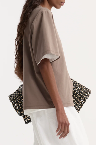 Oversized Cotton Silk T-Shirt | Taupe