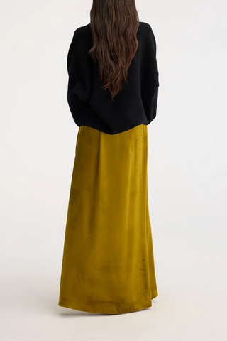 Silk-Blend Velvet Long Skirt | Gold