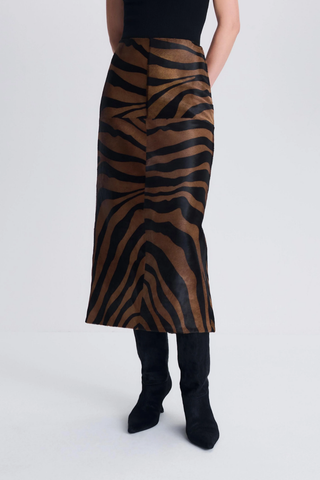 Tobiana Leather Midi Skirt | Zebra