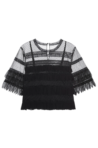 The Winter Mesh Flounce Top | Black