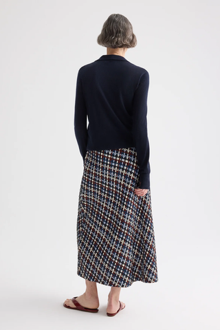 Leather A-Line Skirt | Blue Multi