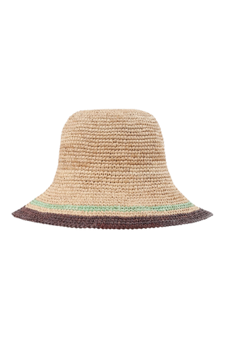 Stripe Raffia Bucket Hat | Striped Burgundy