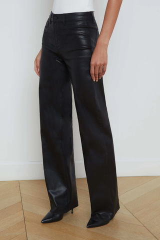 Clayton Coated Wide Leg Jean | Noir