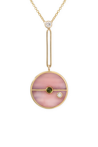 Signature Compass Pendant Necklace | Pink Opal and Green Tourmaline