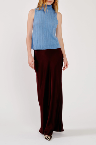 Salvia Sleeveless Cable Turtleneck | Coastal Blue