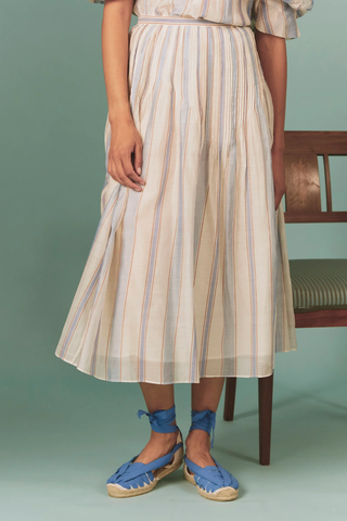 Verde Skirt Chanderi Stripes | Lavender