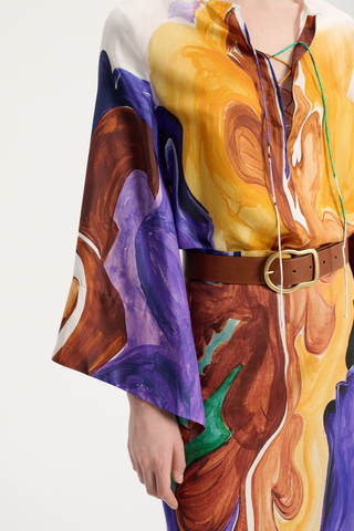 Silk Twill Caftan Blouse | Rainbow Dreams