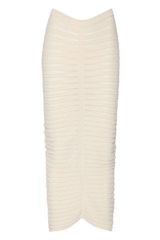 Matte Viscose Wide Ribbed Skirt | Cream