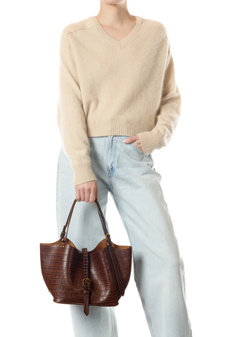 Joseph S Handbag | Imprimé Croco Cigare