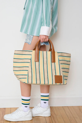 The Riviera Tote | Turquoise Stripe