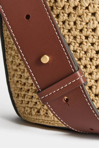 Raffia Patchwork Bucket | Natural