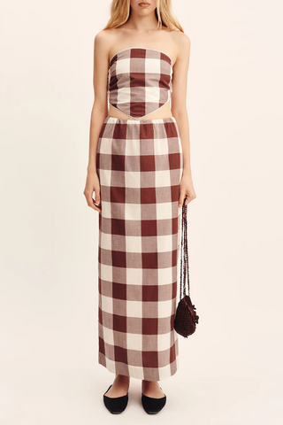Mira Skirt | Mocha Gingham