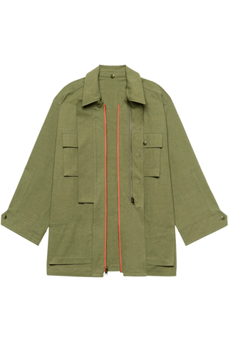 The Quilted Liner Parka | Army w/ Hot Orange