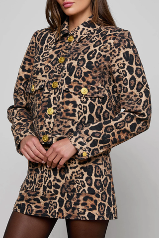 Nyx Crop Jacket| Brown Multi Patch Leopard