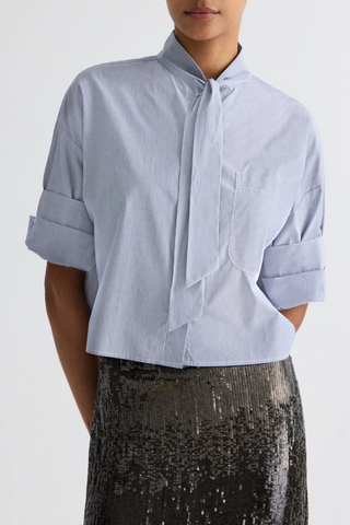 Next Ex Shirt With Tie | Indigo / White