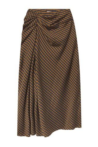 Jean Check Midi Skirt | Pecan/Navy