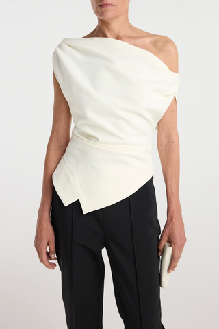 Off Shoulder Lapel Top | Off White