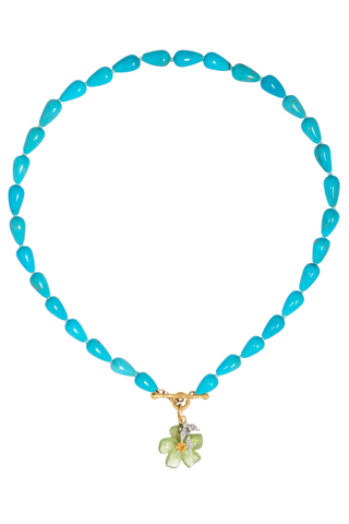 Sleeping Beauty Beads Necklace | Peridot And Yellow Sapphire Flower