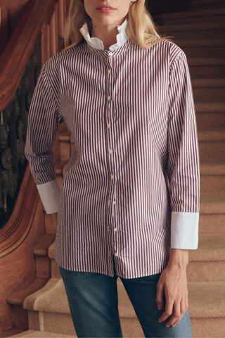 The Ruffle Neck Shirt | Yorkshire Stripe
