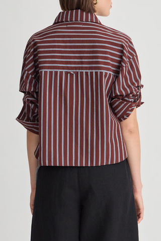 Cropped Isolde Button Down Top | Spice Multi Stripe