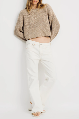Jenna Cropped Flare Jean | Vintage Cream White