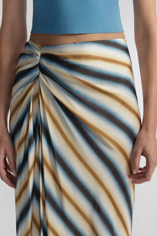 Jean Striped Midi Skirt | Tahoe Blue/Milk Chocolate