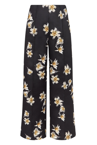 Daffy Trouser | Black & Yellow Festive Lilies