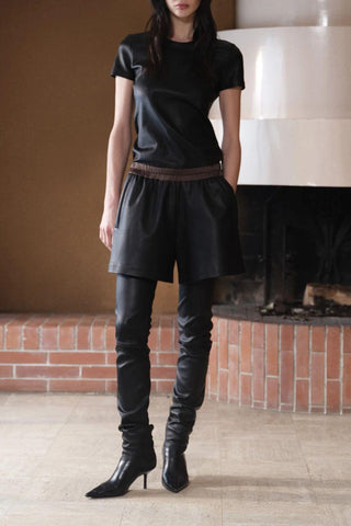 Stouls 05 Leather T-Shirt | Noir