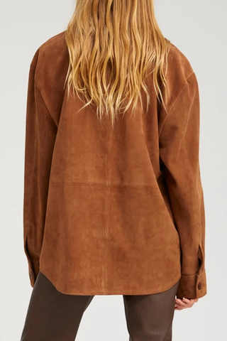 Suede Shacket | Dark Cognac