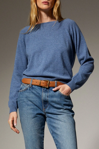 Raglan Cashmere Sweater | Chambray Blue