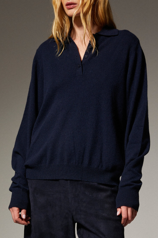 Cashmere Polo Sweater | Navy