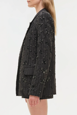 Murphy Embellished Blazer | Charcoal Stripe