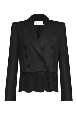 Valiant Lace Cropped Blazer | Black