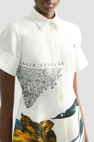 Floral Print Cotton Faille Midi Dress | Etched Tulip Bronze