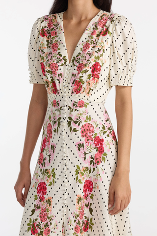 Lea Long Dress | Rouge Polka Dot