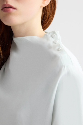 Mock Neck Tee | Blue Flower